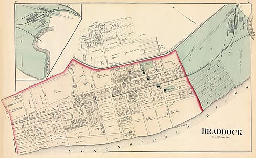 Map of Braddock (1876). Source: Historic Pittsburgh
