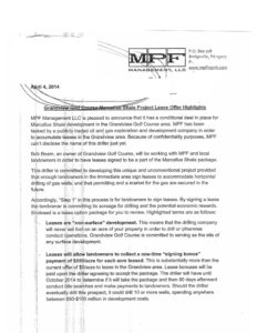 Letter from MPF management to residents of North Braddock