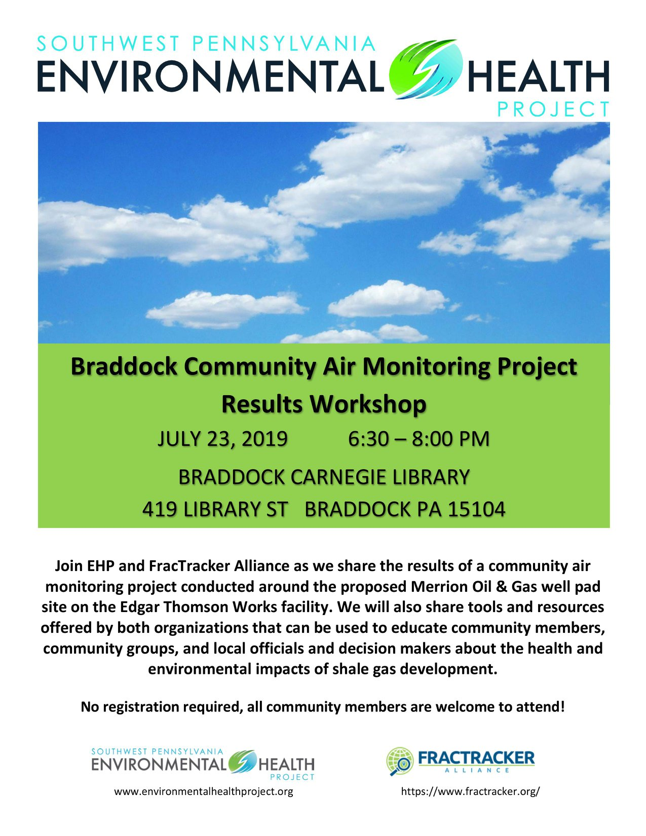 Southwest Pennsylvania Environmental Health Project Meeting Flyer: 7-23-2019